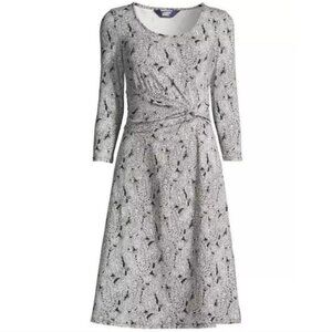 Lands End Black And White Paisley Dress Size M 10-12